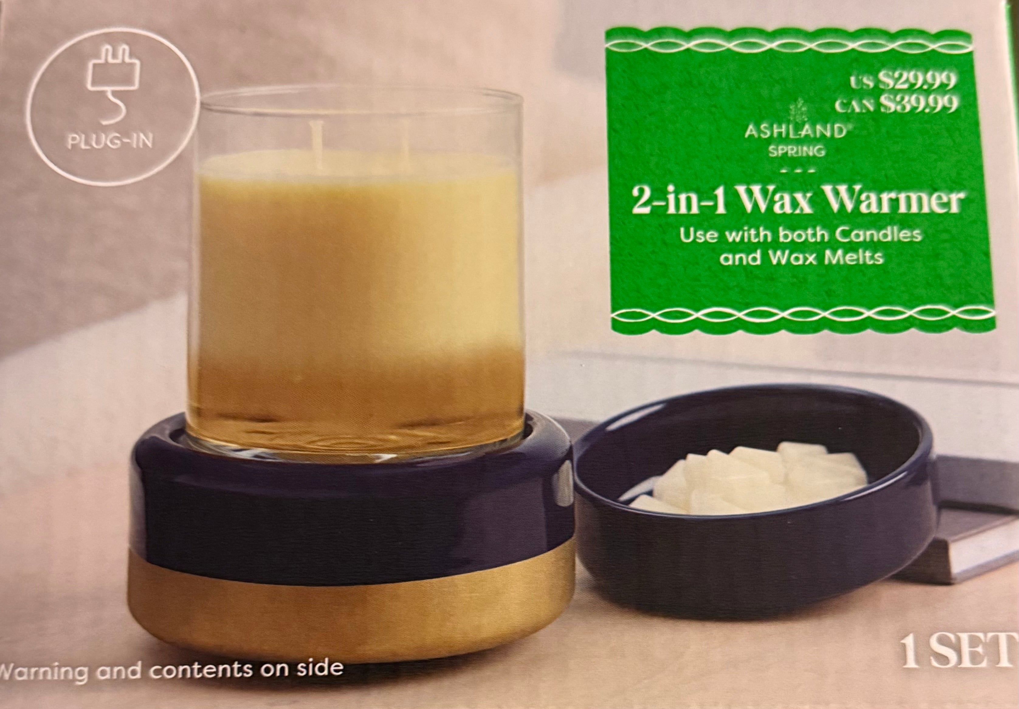 Candle/Wax Melt Warmer-Ceramic 2-in-1 Plug In Cobalt Blue & Gold
