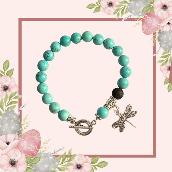 Turquoise essential oil aromatherapy diffuser bracelet