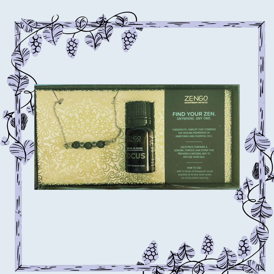 Zengo Essential Oil Diffuser Necklace With Oil Blend Aromatherapy Set
