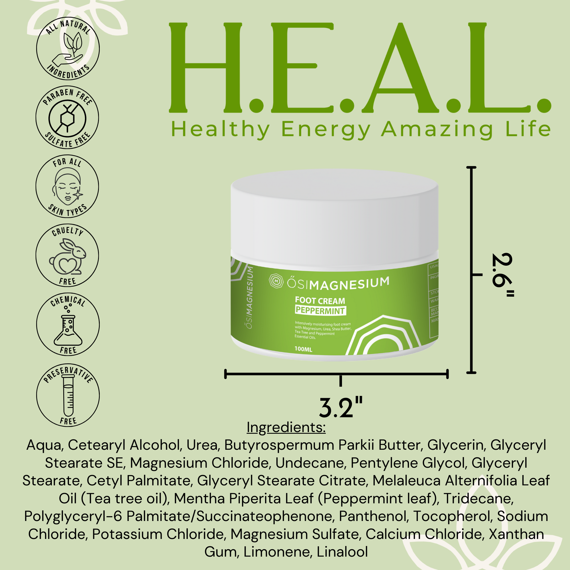 ŐSIMAGNESIUM Tea Tree and Peppermint Foot Cream