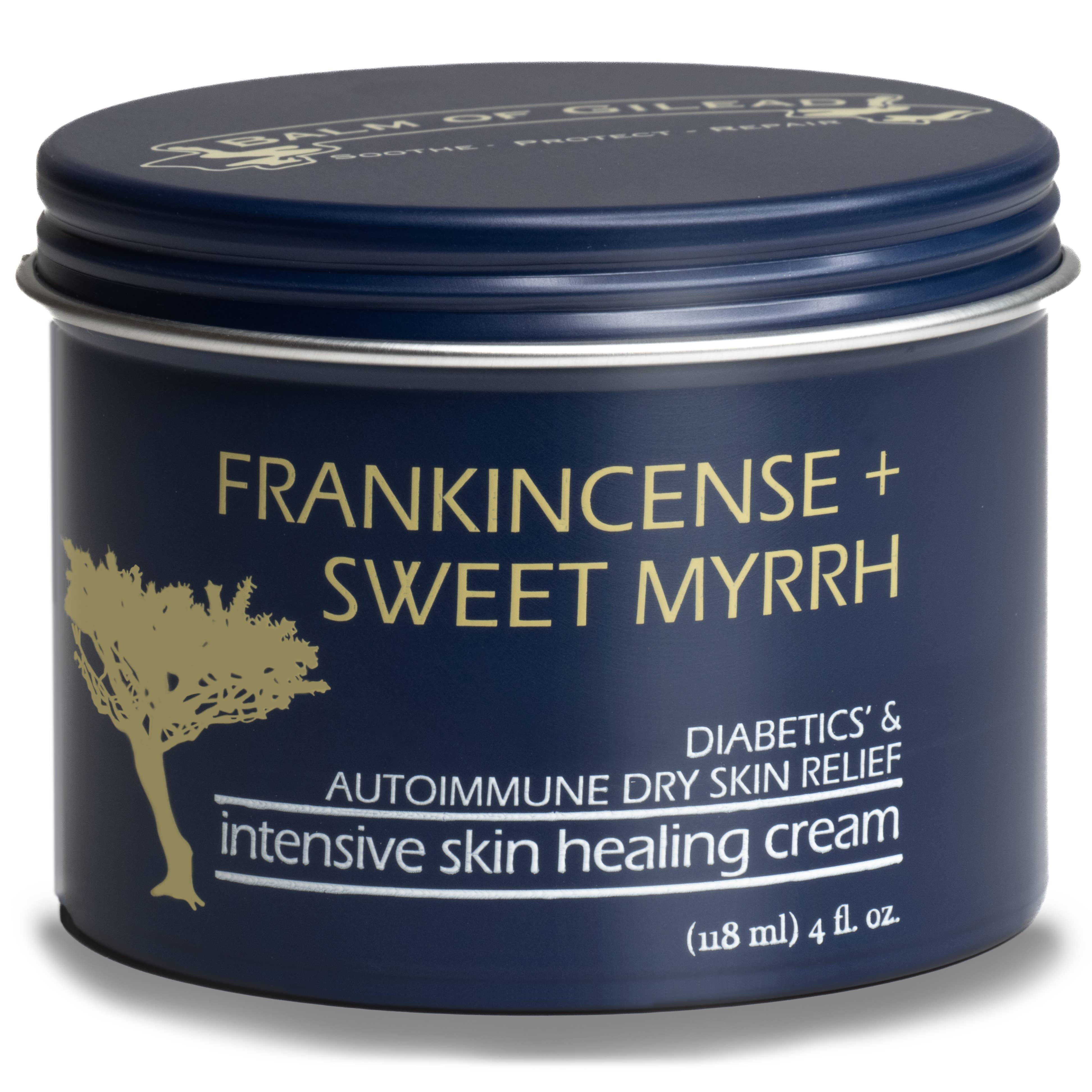 Jar of Balm of Gilead Frankincense & Myrrh Intensive Healing Cream – natural tallow-based skincare for dry and sensitive skin relief