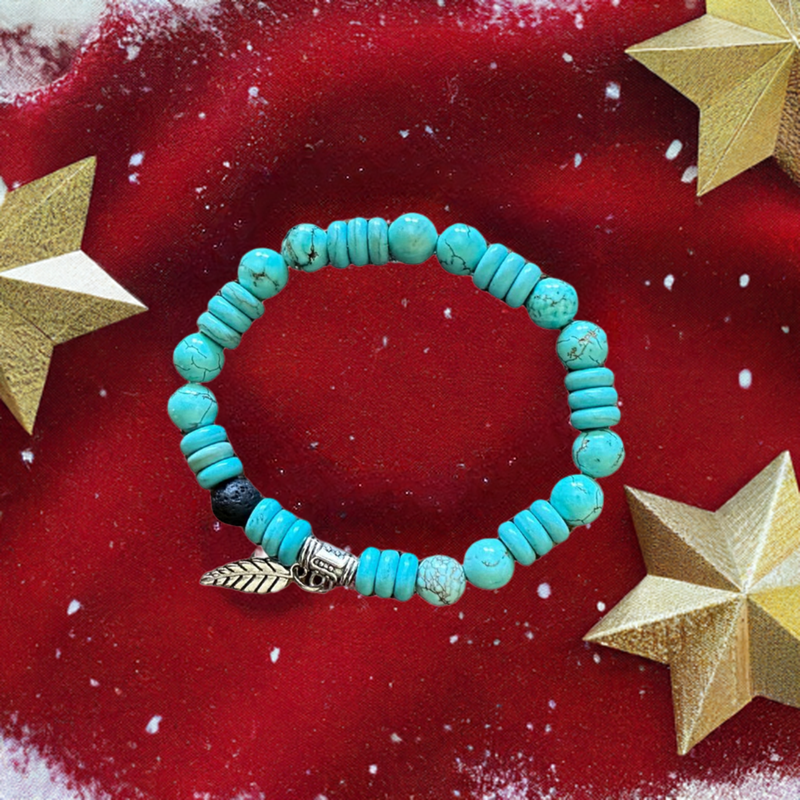 Turquoise Essential Oil Diffuser Bracelet With Dragonfly Charm Aroma Thyme Aromatherapy