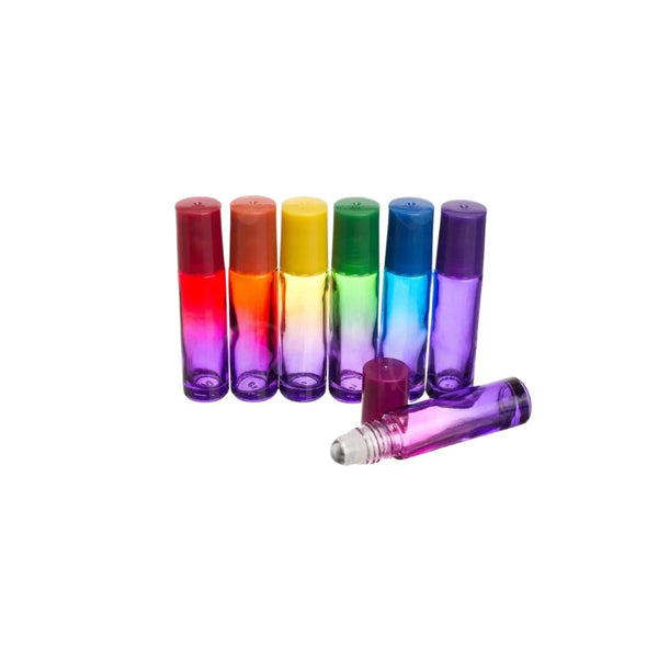 1/3 oz ( 10 ml ) Aromatherapy Roll On Bottles Vials Assorted Colors