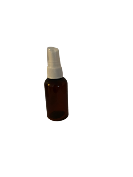 Amber 2oz PET bottle with white spray