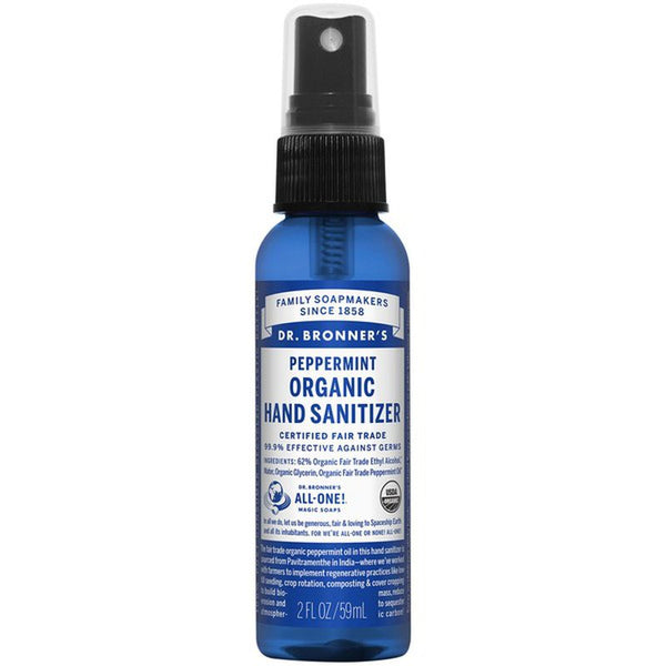 dr. bronners peppermint 2oz hand sanitizer spray