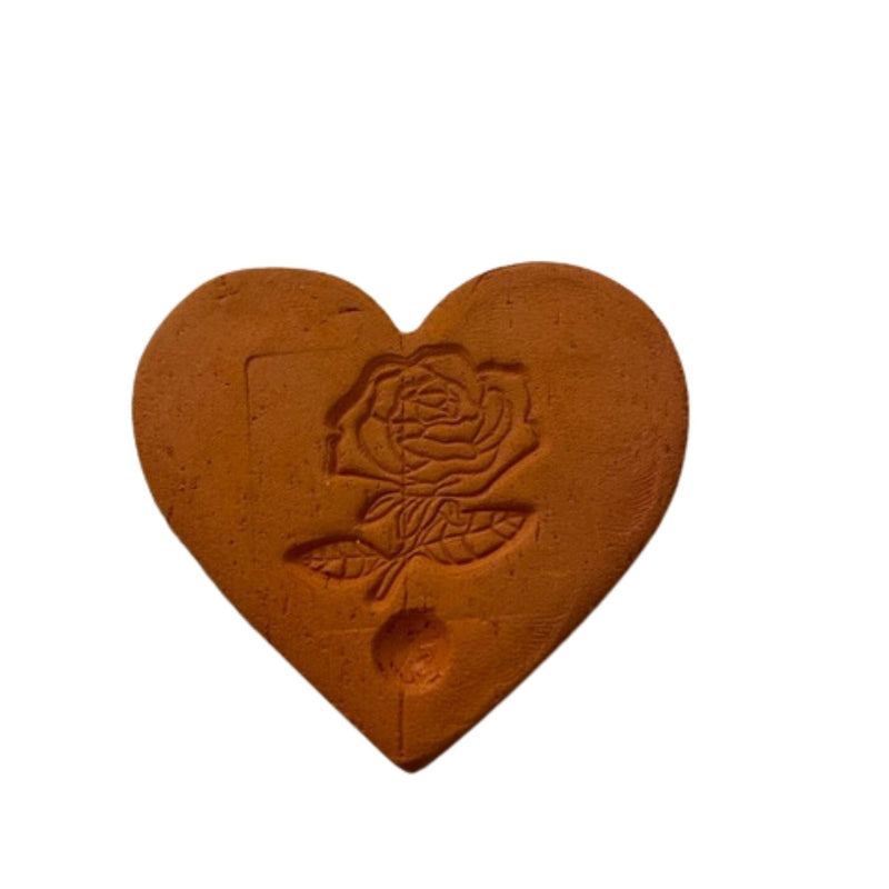 Aromatherapy terra cotta Heart stonewith rose design