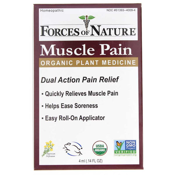 Forces of Nature Muscle Pain, Organic, Roller On, Hypericum Perforatum - 0.14 oz