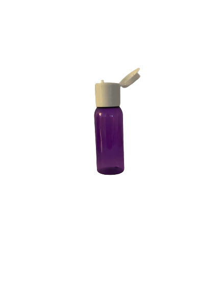 purple 1oz PET bottle white fliptop cap