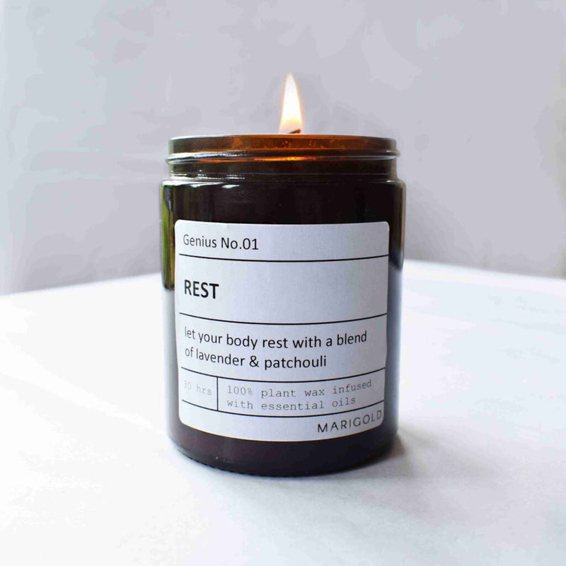 Rest Lavender Patchouli Essential Oil Infised Candle